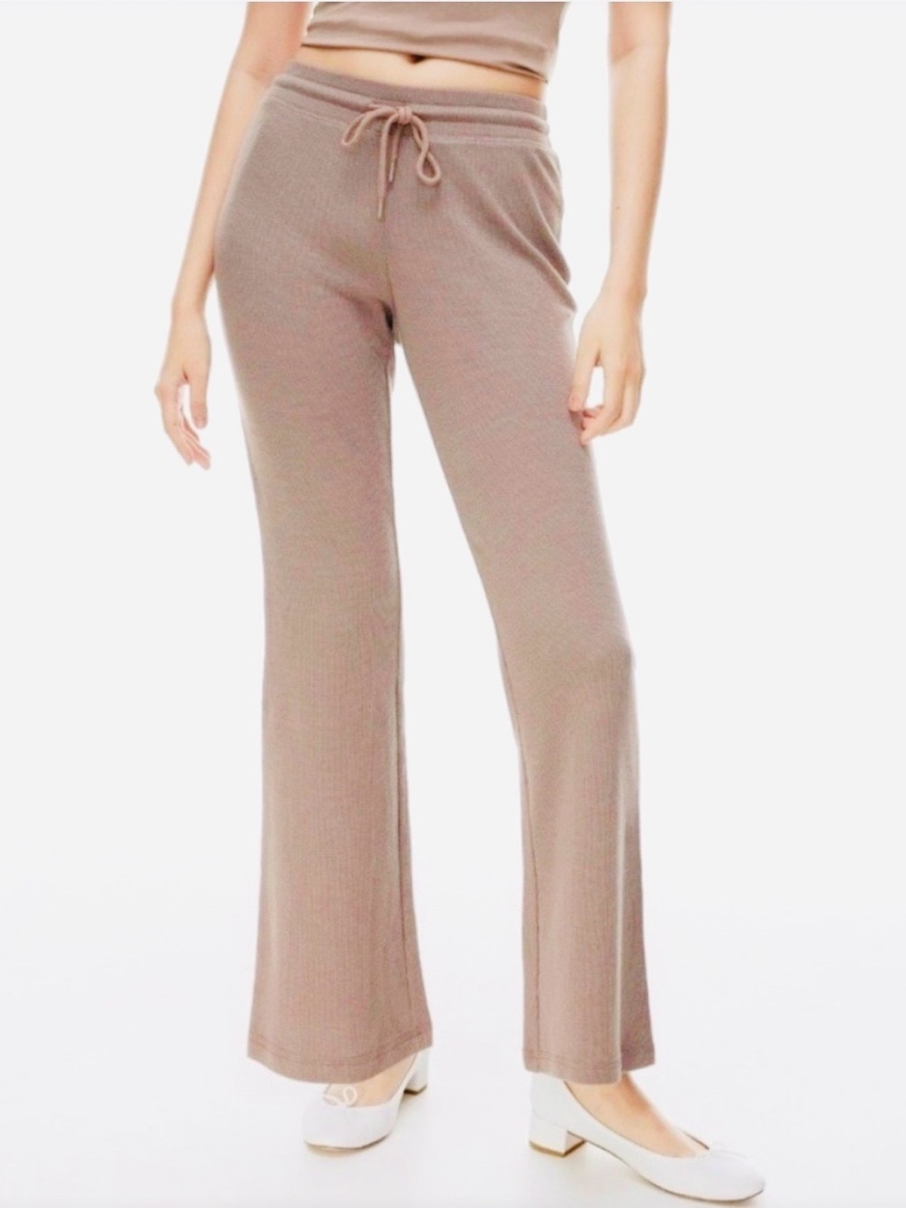 Aritzia Sunday Best Waffle Flared Pant Taupe S